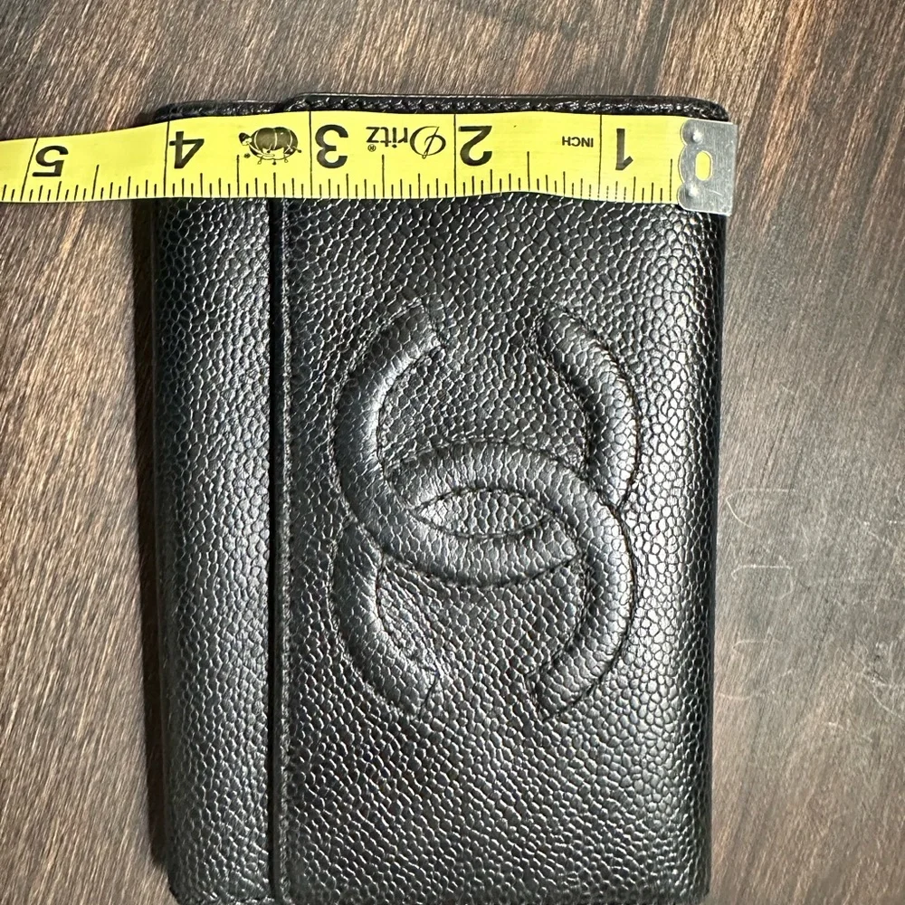 CHANEL Black Textured Leather Wallet